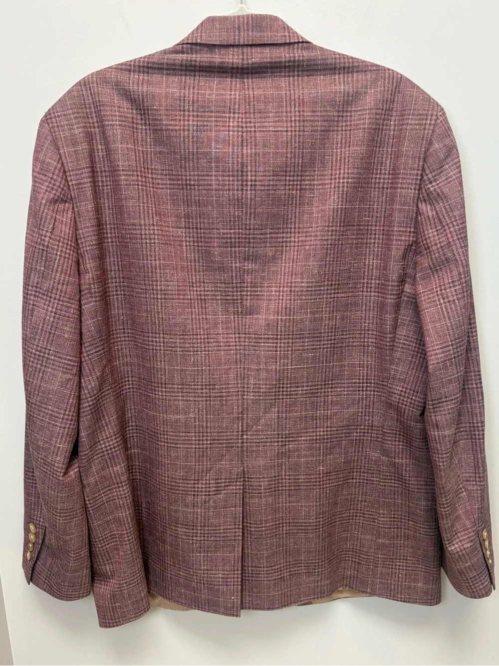 Lauren Ralph Lauren 44R Wool Silk Linen Pink Plaid Sport Coat Blazer